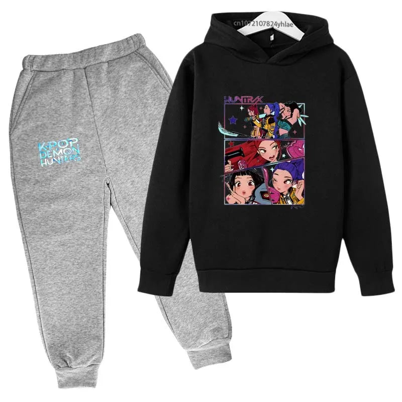 Kpop Demon Hunters Kids 2pcs Hoodie+Pants Tracksuits 2-13 Years Boys Girls