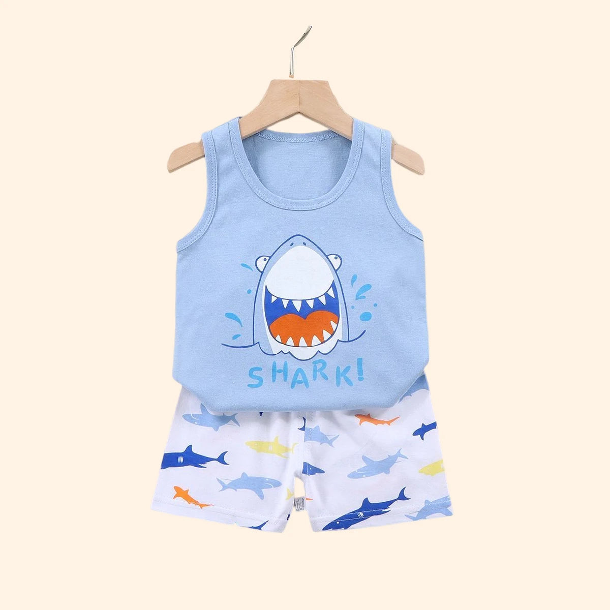 2PCS Children Summer Cotton T-Shirts Clothing Vest Suit