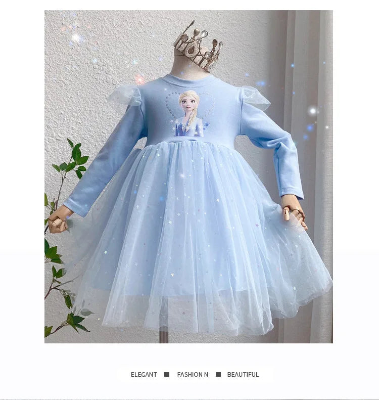 Frozen Princess Dress Girls Long-sleeved For Children's Party