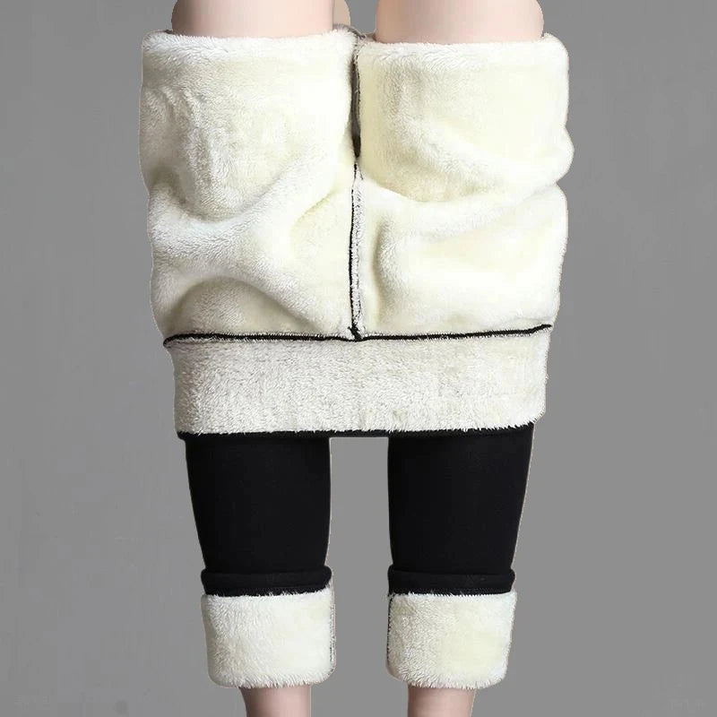 Women Winter Velvet Stretch High Waist Leggings