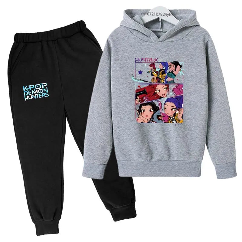 Kpop Demon Hunters Kids 2pcs Hoodie+Pants Tracksuits 2-13 Years Boys Girls