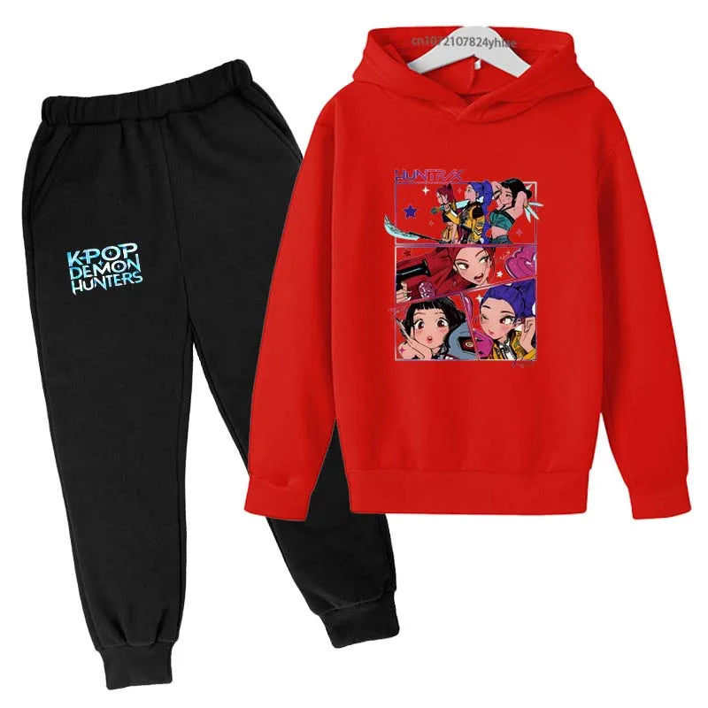 Kpop Demon Hunters Kids 2pcs Hoodie+Pants Tracksuits 2-13 Years Boys Girls