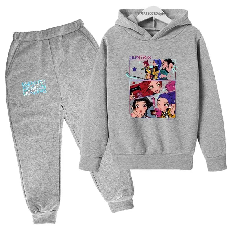 Kpop Demon Hunters Kids 2pcs Hoodie+Pants Tracksuits 2-13 Years Boys Girls