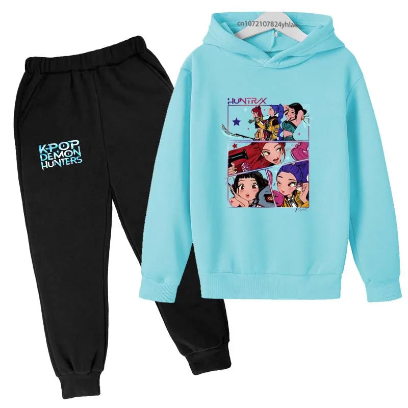 Kpop Demon Hunters Kids 2pcs Hoodie+Pants Tracksuits 2-13 Years Boys Girls